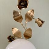 Vintage wall lamp in gold metal and white opaline
