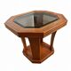 Octagonal side table in oak and glass – Art Deco style