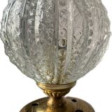 Ancienne lampe de table en laiton et globe bulle