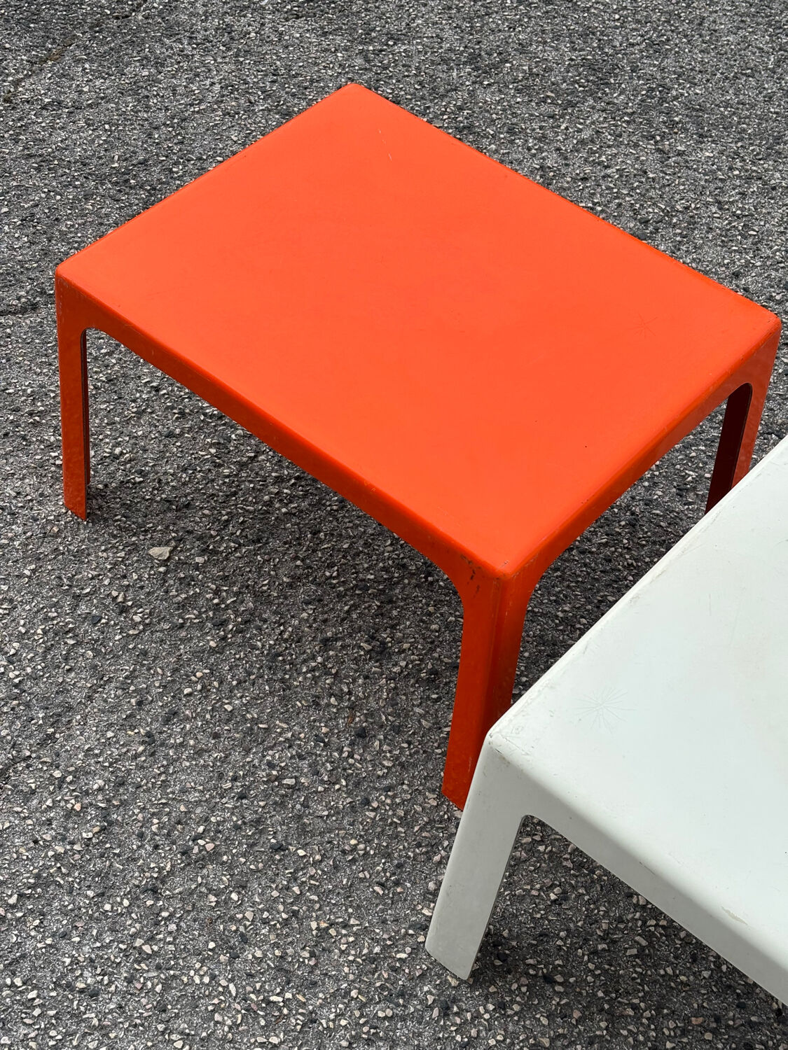 Pair of Space Age fiberglass coffee tables, Circa 1970