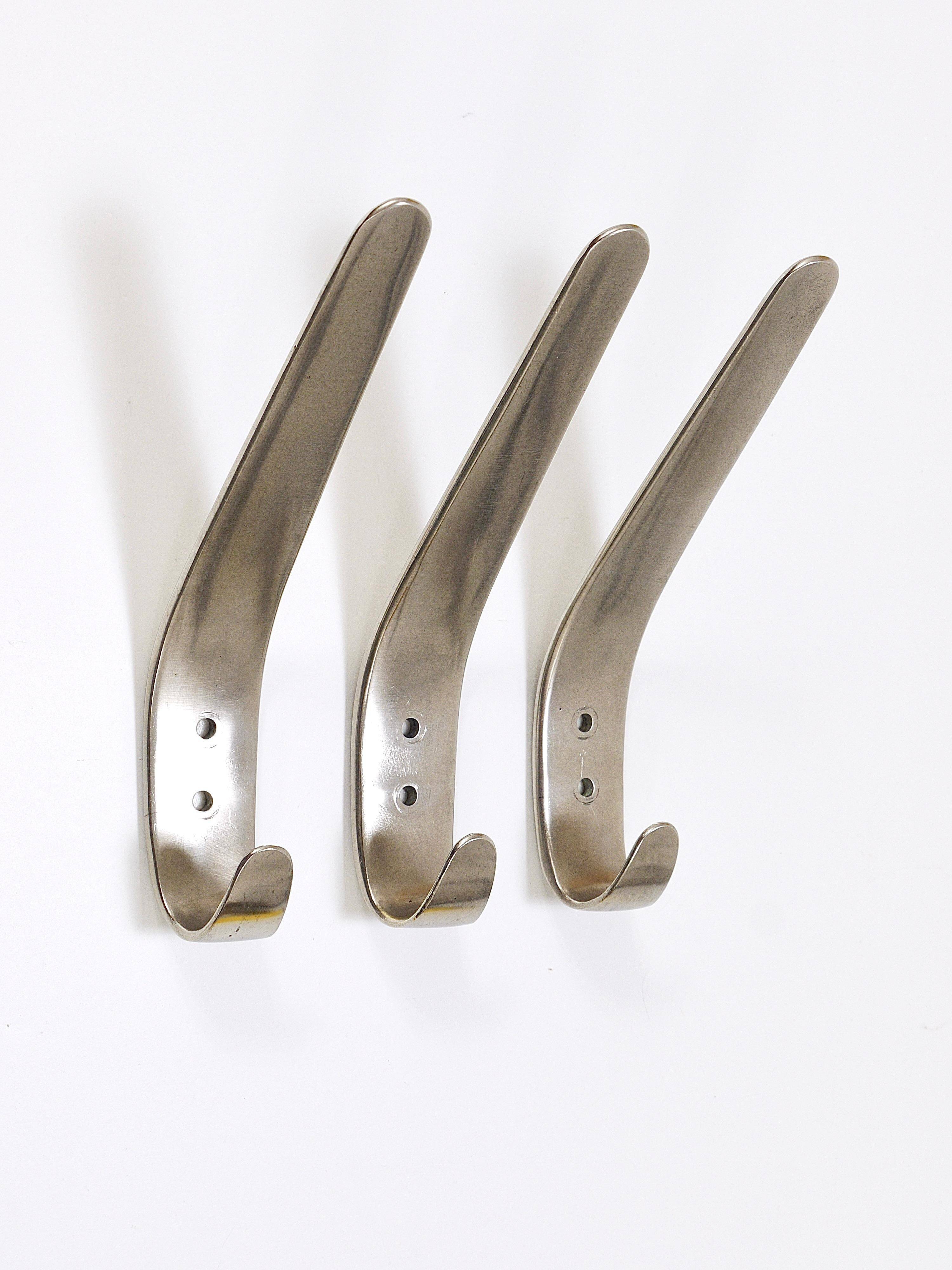 2 Vintage Nickel-Plated Wall Hooks in Brass by Carl Auböck II, Austria, 1950s