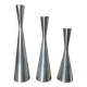 Series of 3 Scandinavian "diabolo" candlesticks in aluminum 1970