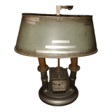 Bouillotte lamp of the 1930s, sheet metal and integrated alarm clock