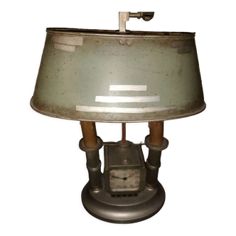 Bouillotte lamp of the 1930s, sheet metal and integrated alarm clock