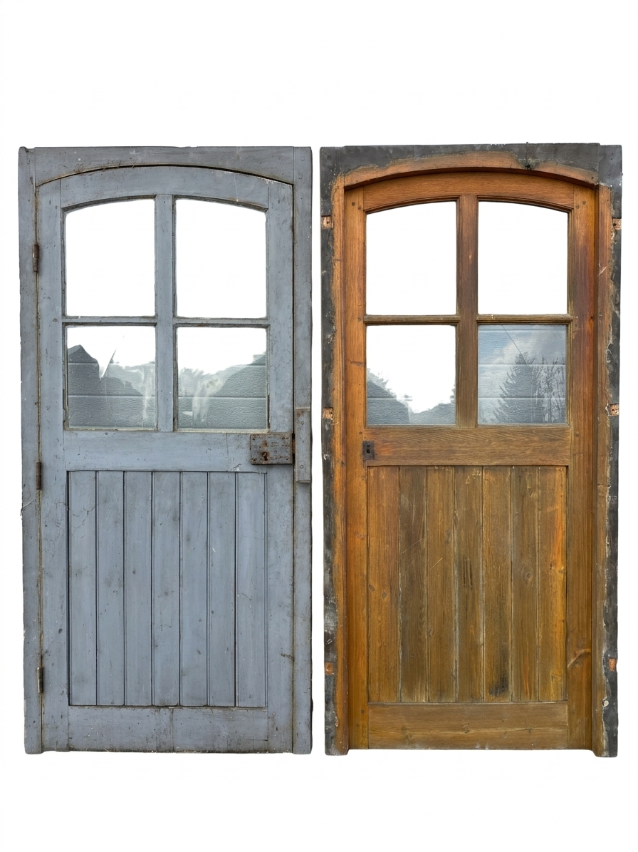 Old fir door, with frame