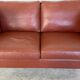 VINTAGE DANISH MID CENTURY DARK COGNAC LEATHER 2 SEATER STOUBY SOFA
