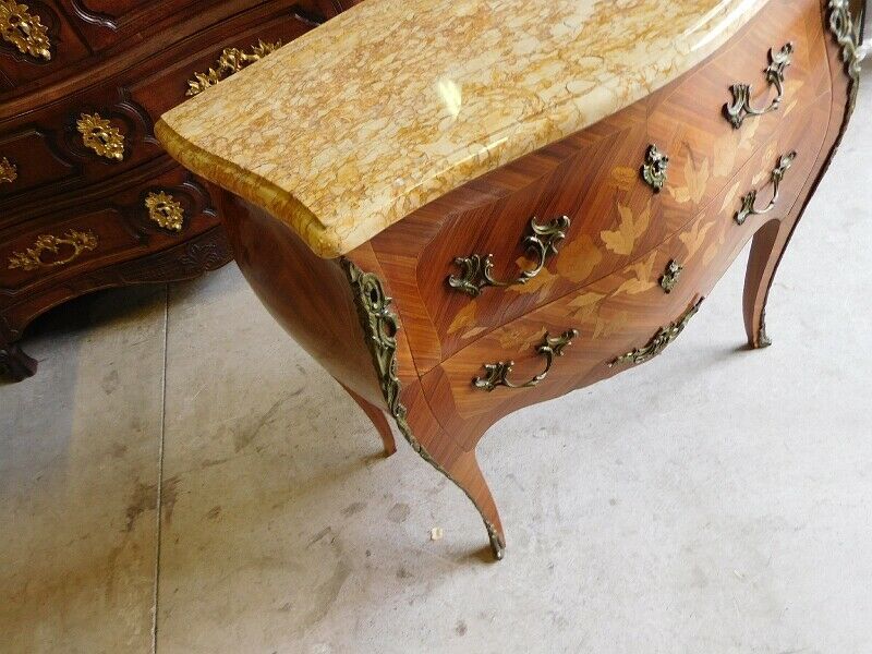 Commode en bois de rose 2 tiroirs plateau marbre n22