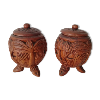 Pair of small African art pots