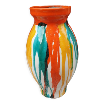 1960s multicolored glazed ceramic vase