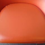 Chaise baquet vintage orange (plastique + cuir)