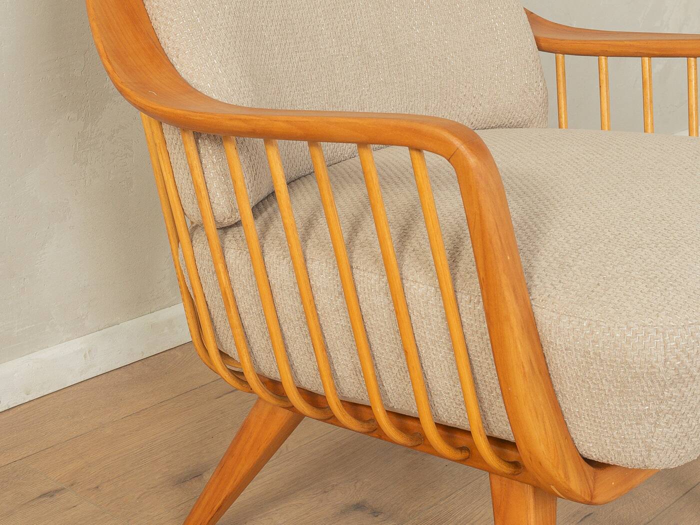 1950s armchair by Wilhelm Knoll, cherry wood, beige upholstery