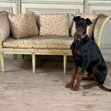 Directoire bench in carved wood and lacquered in shades of green, late eighteenth century