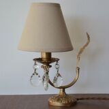 Golden table lamp with crystal tassels