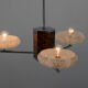 Art deco wood chrome and glass chandelier, 1940s, restored