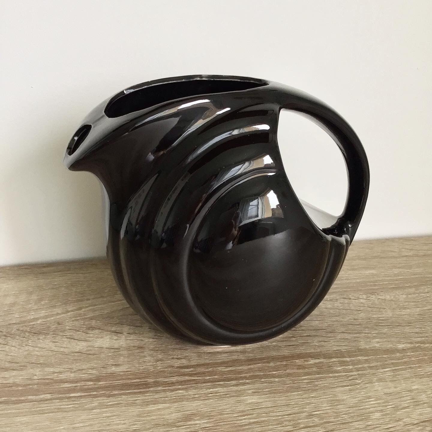 Vintage black ceramic pitcher art deco style