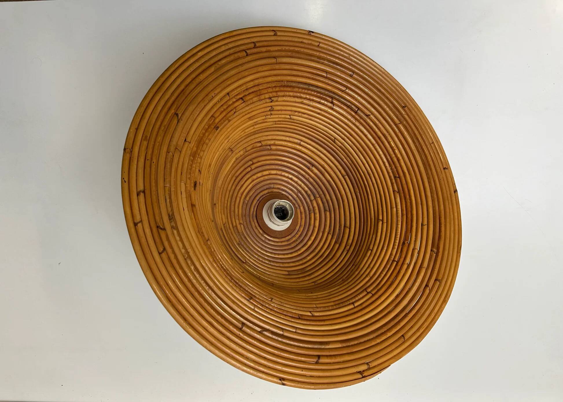 Bell-shaped reed suspension, in the style of Vivai Del Sud, Italy, 1960s.