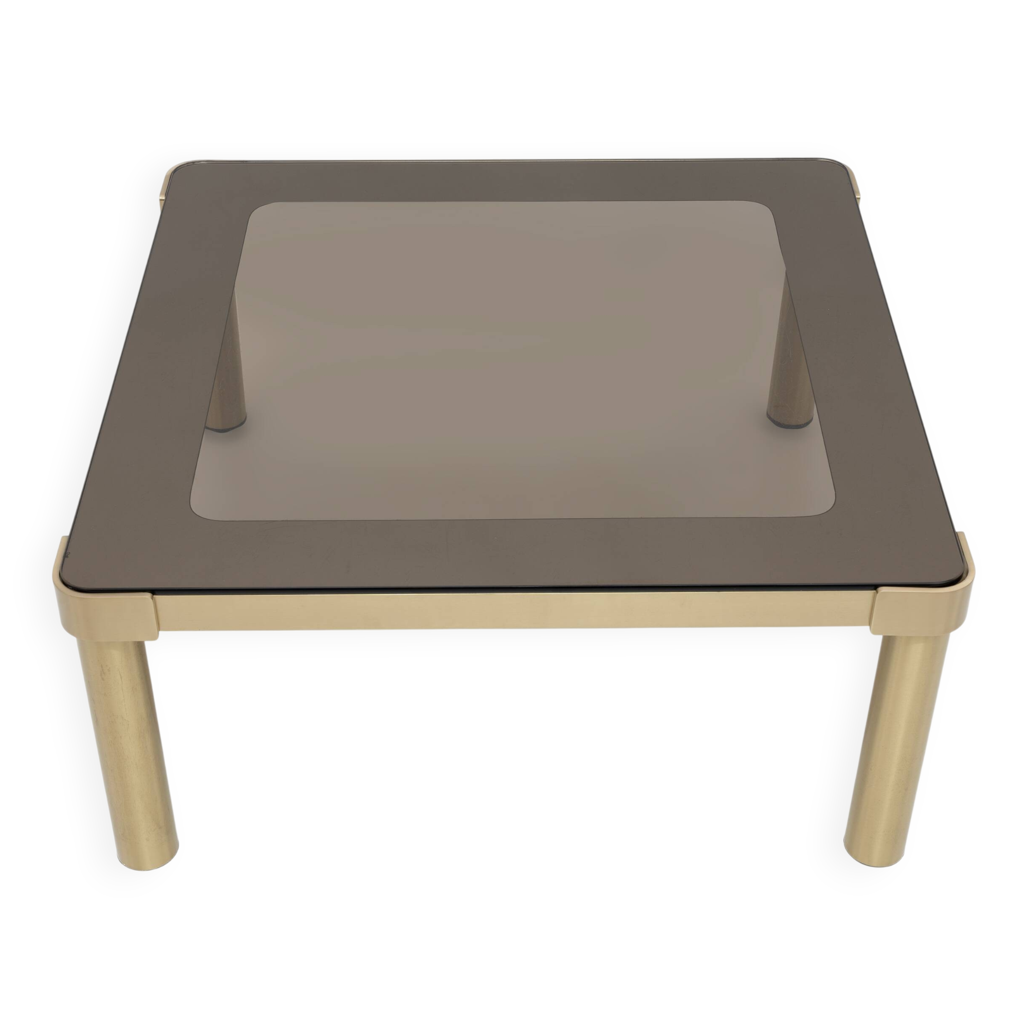 Luciano Frigerio Mid-Century Modern Italian Brass and Glass Coffee Table,70