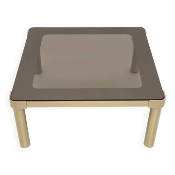 Luciano Frigerio Mid-Century Modern Italian Brass and Glass Coffee Table,70