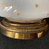 Napoleon III starry opaline lamp and rattan lampshade