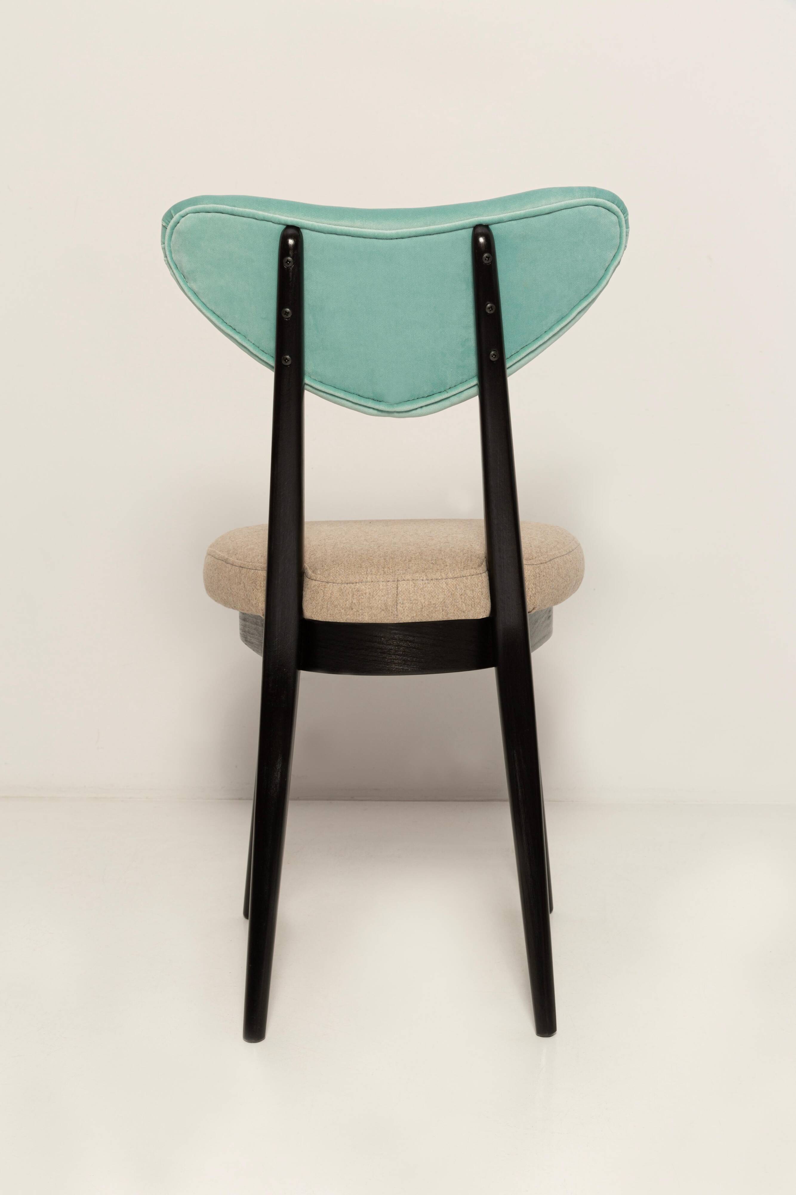 Beige and green mixed wool heart-shaped chair, mid-century, Europe, 1960s.