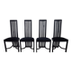 Set of four high "Slat back" chairs - Italian design 1980s