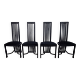 Suite de quatre chaises haute "Slat back "-Design italien 1980's