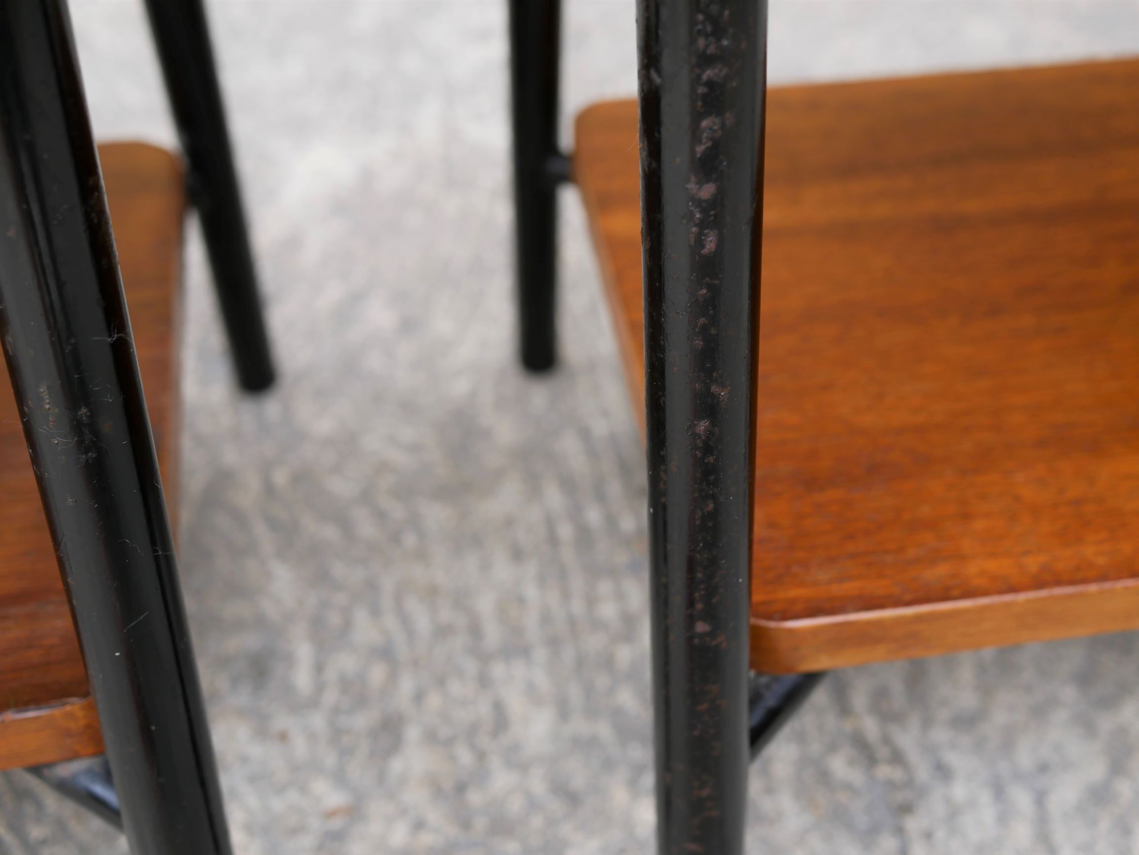 Pair of vintage bedside tables modernists wood and metal