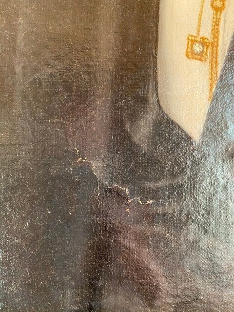 Ancient painting , portrait of a man signed A Delmére and dated 1845
