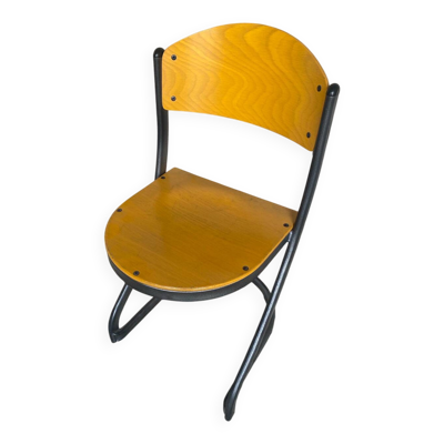 Chaise ancienne souvignet modèle elodie métal gris & bois made in fran