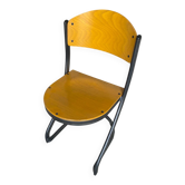 Antique Chair SOUVIGNET Model ELODIE Grey Metal & Wood Made In France