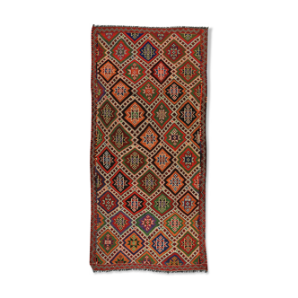 Anatolian handmade kilim rug 288 cm x 130 cm