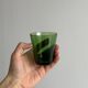 Set of 8 green water glasses, translucent thick glass