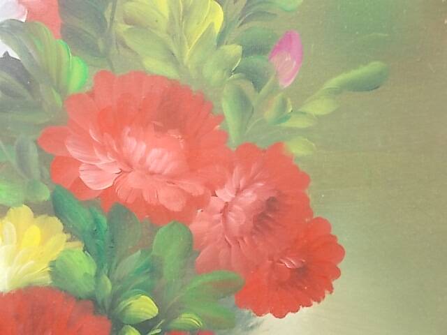 Large painting of a bouquet of flowers 91.5 x 60.5