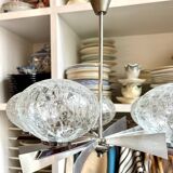 5-light chandelier in chromed metal and cracked glass