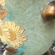 Cloisonne Brass champagne bucket with sunflower relief decoration