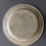 Plateau rond vintage étain brossé D37cm