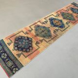 Tapis tribal vintage en laine, turc en détresse, 335x81 cm
