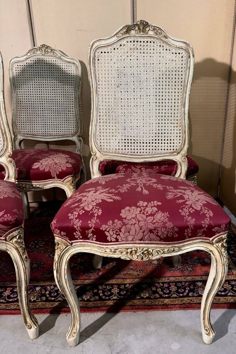 Set of four Louis XV chairs in lacquered wood