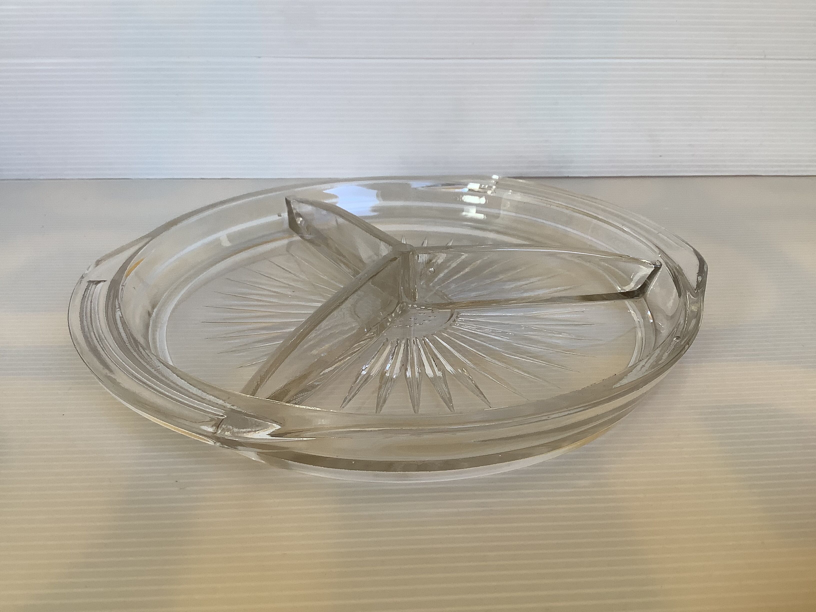 Pair of old thick molded glass servants