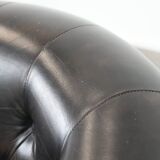Dark luxury cowhide Chesterfield club armchair in English style