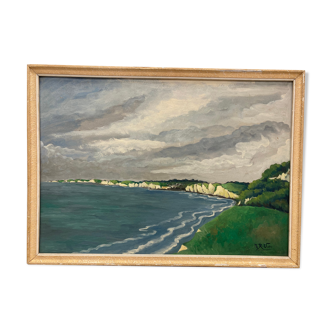 Oil on cardboard "The Opal Coast"