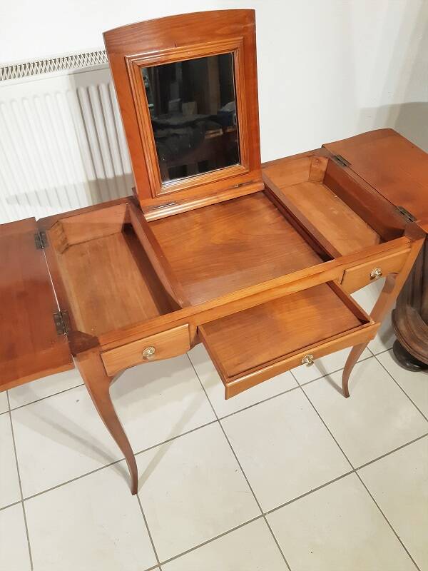 Louis XV style hairdresser in cherry wood from the 1950s.