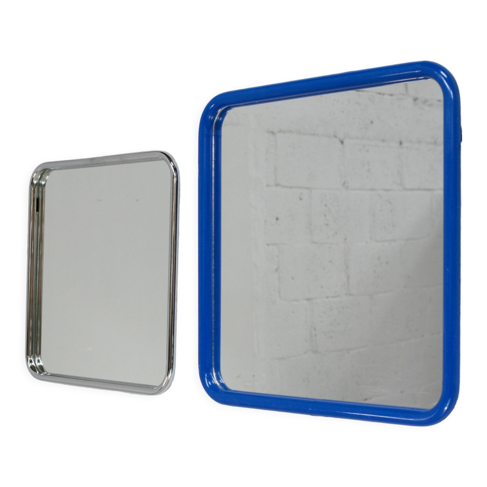 Pair of tubular steel mirrors, france, circa 1970