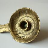 Handmade brutalist heavy brass candle stick - Vintage