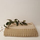 Vintage 70m pink and beige tablecloth