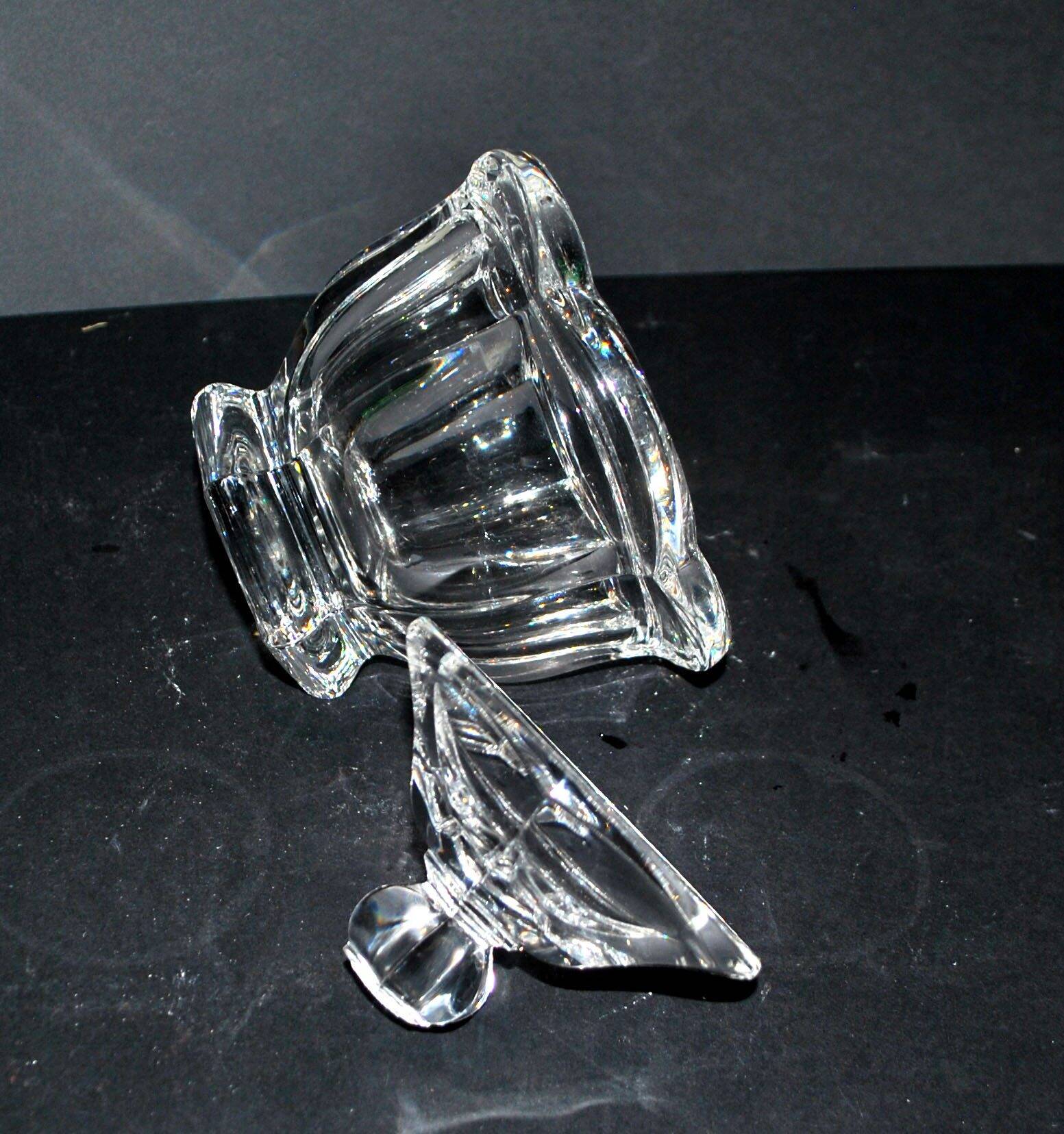 Baccarat Harcourt Missouri Flat Ribbed Crystal Sugar Bowl - Defect