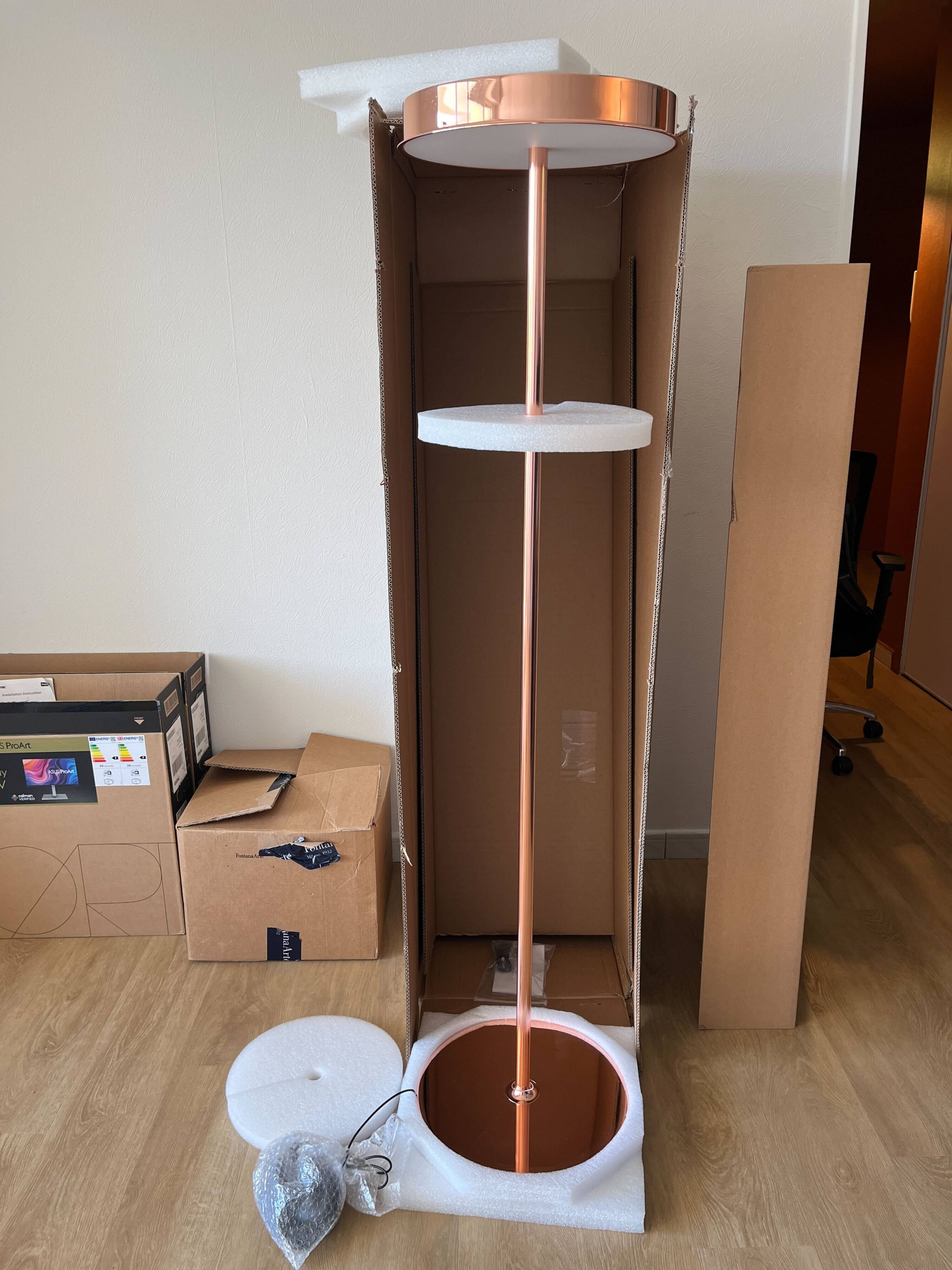 Floor lamp, Equatore, L, copper, H175cm - Fontana Arte
