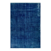 Vintage Hand-Knotted Shabby Chic Style Turkish Wool Area Rug Overdyed in Blue