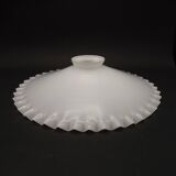 French Frilled Glass Pendant Shade White Opaline Glass Scalloped Edge 256
