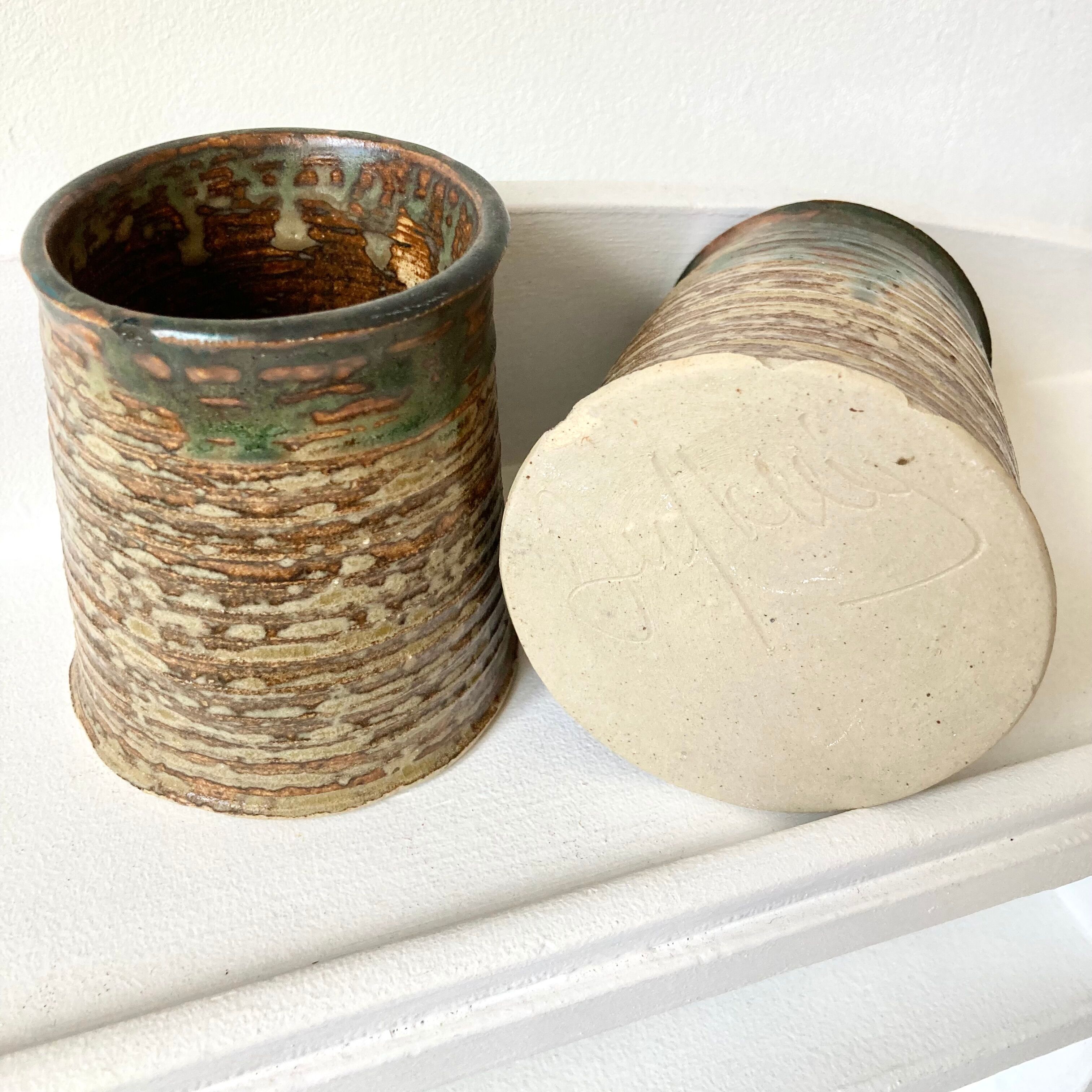 Set 6 cups cups vintage pyrite stoneware